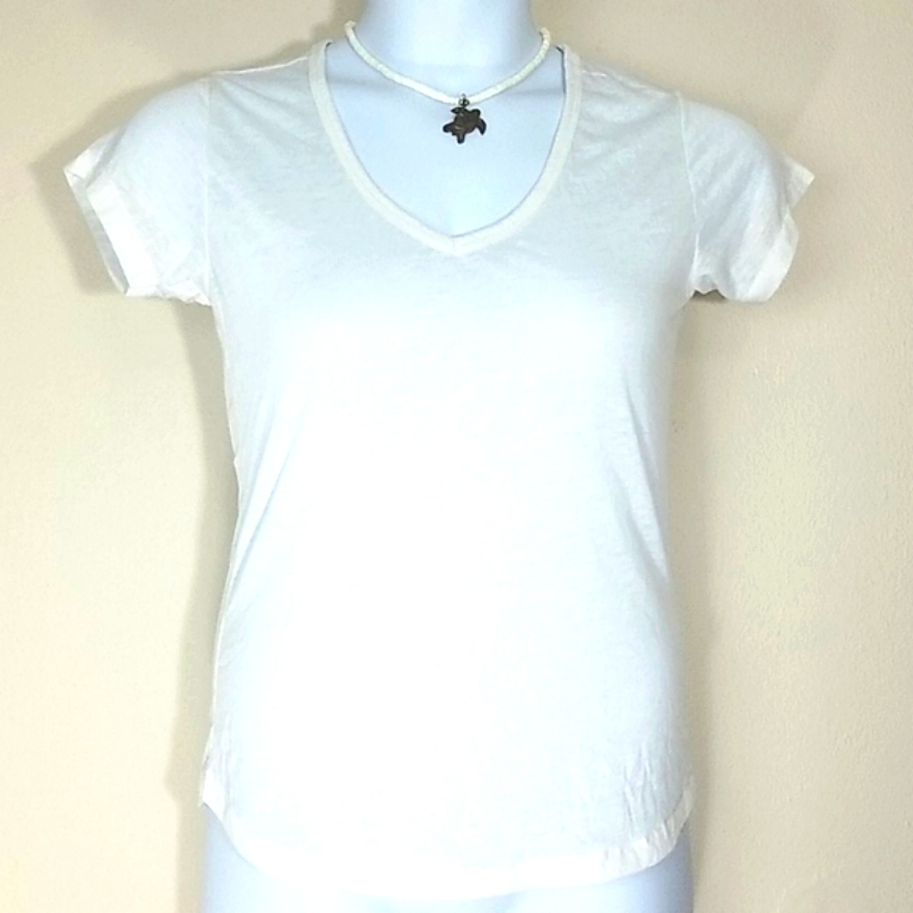Rebel T-shirt top burnout short sleeve v-neck White